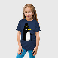 Футболка хлопковая детская Пингвин в шляпе, цвет: тёмно-синий — фото 2