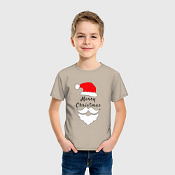 Футболка хлопковая детская Santa Merry Christmas, цвет: миндальный — фото 2