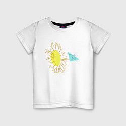 Детская футболка Лето,цветок и птица Арт-лайн