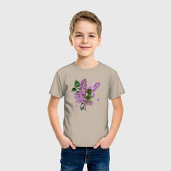 Футболка хлопковая детская СИРЕНЬ АКВАРЕЛЬЮ, цвет: миндальный — фото 2