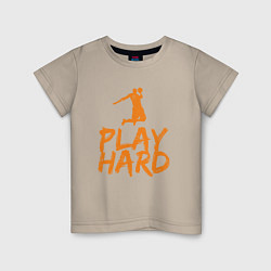 Футболка хлопковая детская Play Hard, цвет: миндальный