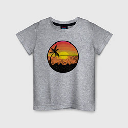 Футболка хлопковая детская Закат солнце на пляже, цвет: меланж