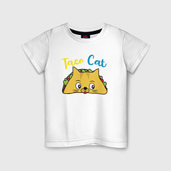 Футболка хлопковая детская Taco Cat, цвет: белый