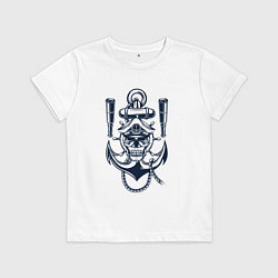 Футболка хлопковая детская Капитан моряк, цвет: белый