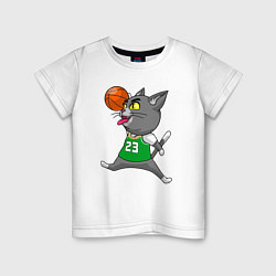 Футболка хлопковая детская Jordan Cat, цвет: белый