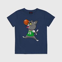 Футболка хлопковая детская Jordan Cat, цвет: тёмно-синий