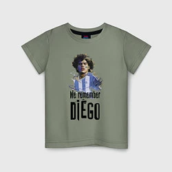 Футболка хлопковая детская Диего Марадона Аргентина, цвет: авокадо