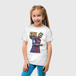 Футболка хлопковая детская Лионель Месси Барселона Аргентинаа, цвет: белый — фото 2