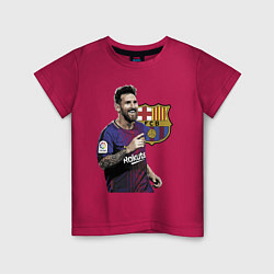 Футболка хлопковая детская Lionel Messi Barcelona Argentina, цвет: маджента
