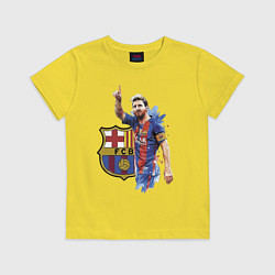 Футболка хлопковая детская Lionel Messi Barcelona Argentina!, цвет: желтый