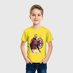 Футболка хлопковая детская Zlatan Ibrahimovic Milan Italy цвета желтый — фото 2