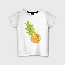 Футболка хлопковая детская Волейбольный ананас, цвет: белый