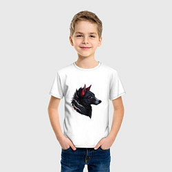 Футболка хлопковая детская Черный волк, цвет: белый — фото 2
