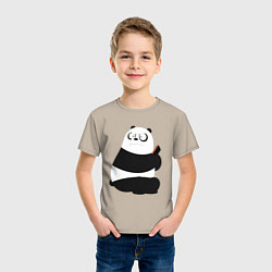 Футболка хлопковая детская Возмущенная панда, цвет: миндальный — фото 2