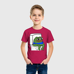 Футболка хлопковая детская Лягушонок пепе, цвет: маджента — фото 2