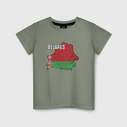 Футболка хлопковая детская Belarus Map, цвет: авокадо