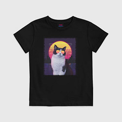 Детская футболка Synthwave cat