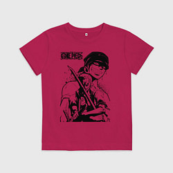 Футболка хлопковая детская Ророноа Зоро One Piece, цвет: маджента