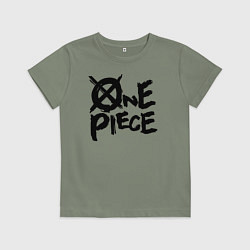 Футболка хлопковая детская One Piece Большой куш лого, цвет: авокадо