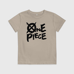 Футболка хлопковая детская One Piece Большой куш лого, цвет: миндальный