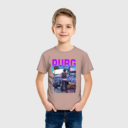 Футболка хлопковая детская PUBG NEON ПУБГ НЕОН Z, цвет: пыльно-розовый — фото 2