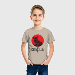 Футболка хлопковая детская Chinzilla black, цвет: миндальный — фото 2