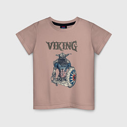Футболка хлопковая детская Викинг Viking Воин Z, цвет: пыльно-розовый