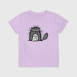 Футболка хлопковая детская Котейка, цвет: лаванда