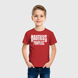 Футболка хлопковая детская Nautilus Pompilius логотип, цвет: красный — фото 2