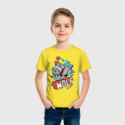 Футболка хлопковая детская Майнкрафт Волк, Minecraft Wolf, цвет: желтый — фото 2