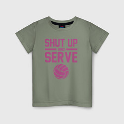 Футболка хлопковая детская Shut Up And Serve, цвет: авокадо