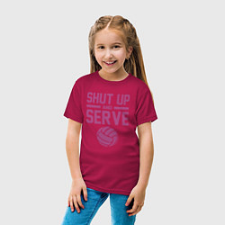 Футболка хлопковая детская Shut Up And Serve, цвет: маджента — фото 2