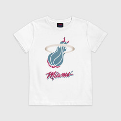 Футболка хлопковая детская Miami Heat, цвет: белый