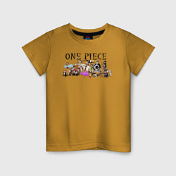 Футболка хлопковая детская Персонажи One Piece Большой куш, цвет: горчичный