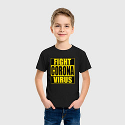 Футболка хлопковая детская Fight Corona Virus, цвет: черный — фото 2