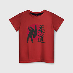 Футболка хлопковая детская Дзюдо - Япония, цвет: красный
