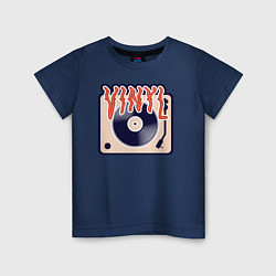 Футболка хлопковая детская Винил Vinyl DJ, цвет: тёмно-синий