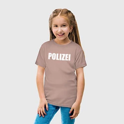 Футболка хлопковая детская POLIZEI Полиция Надпись Белая, цвет: пыльно-розовый — фото 2
