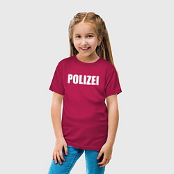 Футболка хлопковая детская POLIZEI Полиция Надпись Белая, цвет: маджента — фото 2
