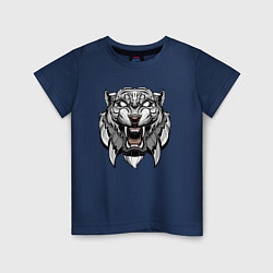 Футболка хлопковая детская Серый Тигр, цвет: тёмно-синий