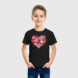 Футболка хлопковая детская Сердце в розах, цвет: черный — фото 2