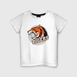 Футболка хлопковая детская Sport Tigers, цвет: белый