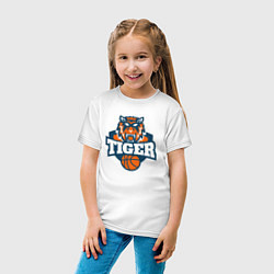 Футболка хлопковая детская Tiger Basketball, цвет: белый — фото 2
