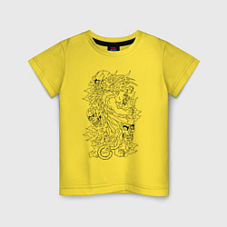 Футболка хлопковая детская Tiger & Skulls tattoo, цвет: желтый