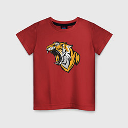 Футболка хлопковая детская Грозный Тигр, цвет: красный