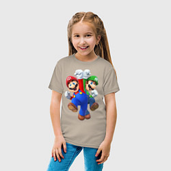 Футболка хлопковая детская Mario Bros, цвет: миндальный — фото 2