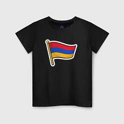Футболка хлопковая детская Флаг Армении, цвет: черный