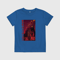 Футболка хлопковая детская ЕВАНГЕЛИОН РОБОТ EVANGELION ROBOT, цвет: синий