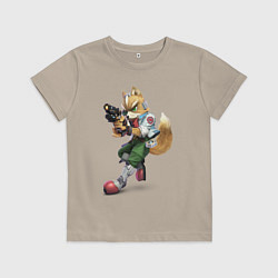 Футболка хлопковая детская Fox 1, цвет: миндальный