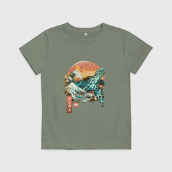 Футболка хлопковая детская Черепаха Япония, цвет: авокадо